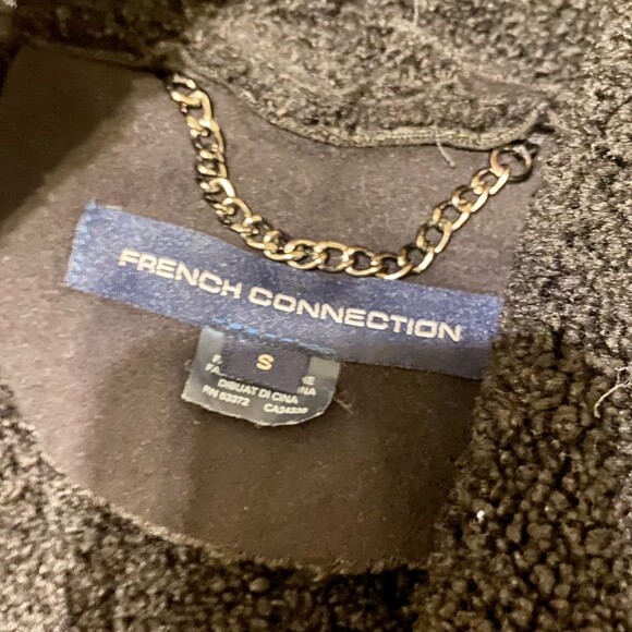 French Connection faux suede and fur trimmed black dress coat‎ S - Picture 8 of 8